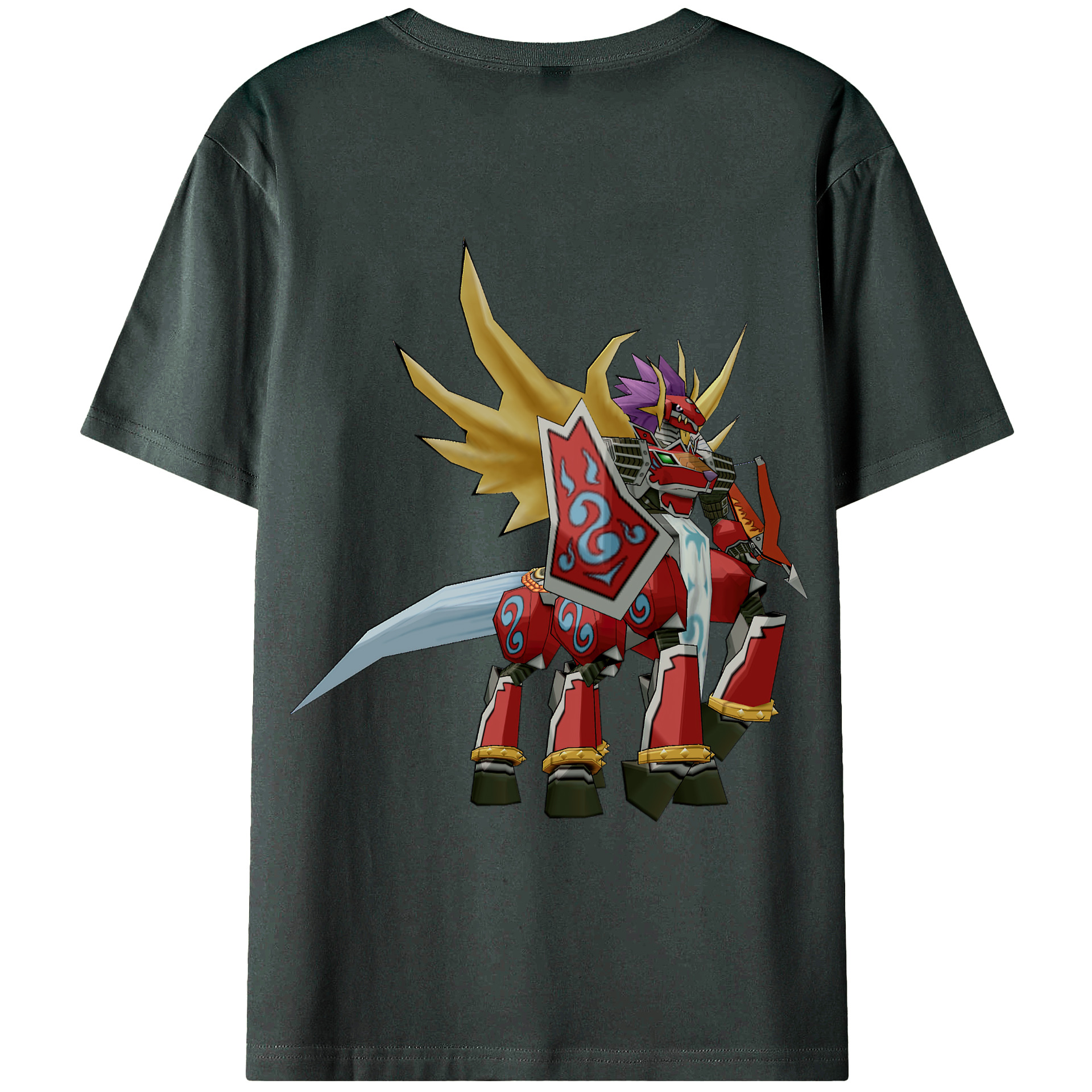 （画像用） Digimon デジタルモンスター/デジモン 綿100％ メンズ半袖Tシャツ（バックプリント） 通気性